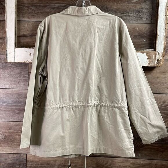 BASIC EDITION Khaki Outdoor Utility Jacket Drawstring Waist Deep Pockets Size L - Picture 6 of 7